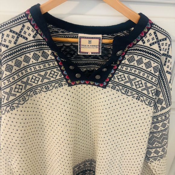 Dale of Norway Navy and Cream Crew Neck Sweater - Picture 2 of 7
